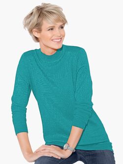 Дамски пуловер полуполо в електриково зелено