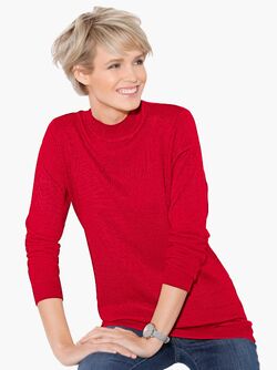 Дамски пуловер полуполо в червено