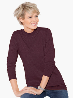 Дамски пуловер полуполо в наситен винен цвят