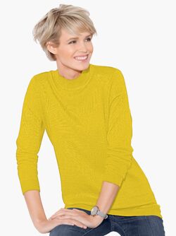Дамски пуловер полуполо в цвят лайм