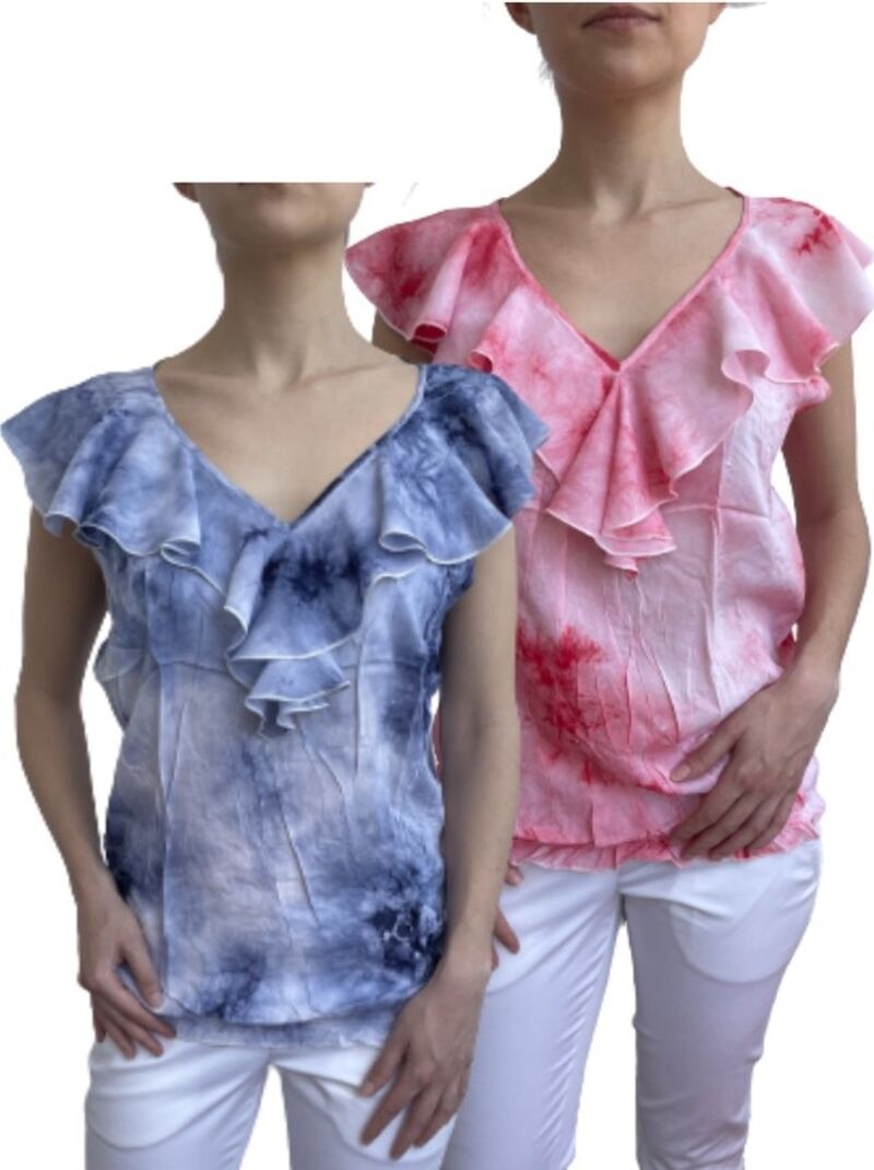 Комплект от две блузи с богат волан по деколтето - цветове по твой избор