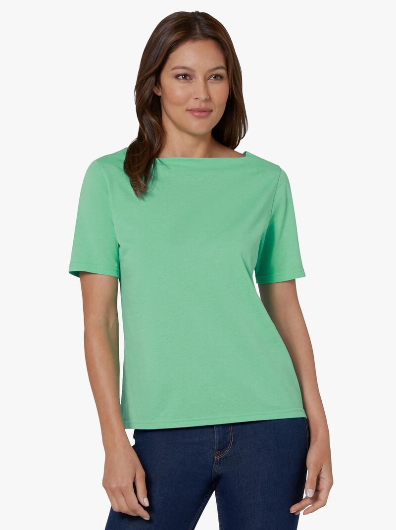Дамска блуза с модерно деколте в бонбонено зелено