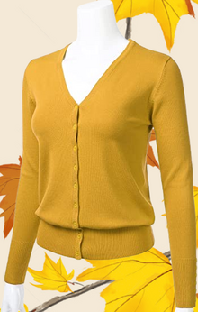 Дамска жилетка с остро деколте в есенно жълто