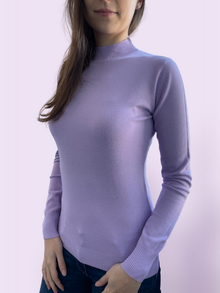 Дамски пуловер полуполо в светло лилаво