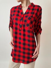 Дамска риза ситно каре в червено