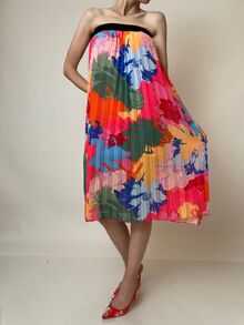 Дамска рокля|пола модел солей от лека памучна материя, десен пинк
