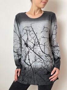 Дамска блуза с дълъг ръкав от мека, трикотажна материя, десен графитени клонки, модел 17