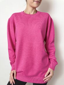 Дамски пуловер с кашмир, обло деколте, цвят циклама